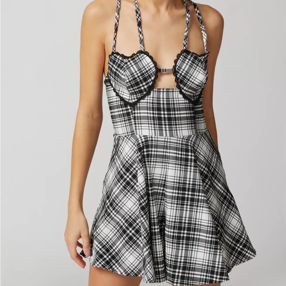 Dorian Plaid Heart Romper